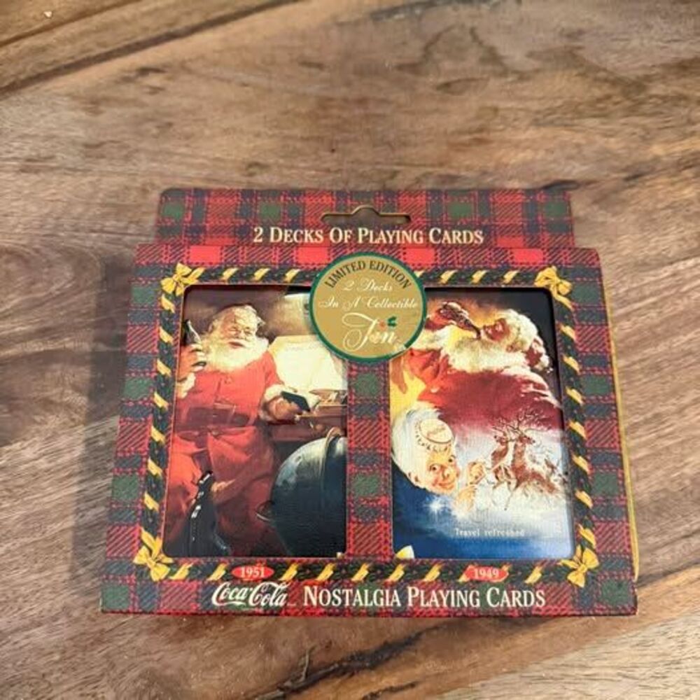 Vintage 1997 Coca-Cola Nostalgia Playing Cards 2 Decks in Collectible Tin
